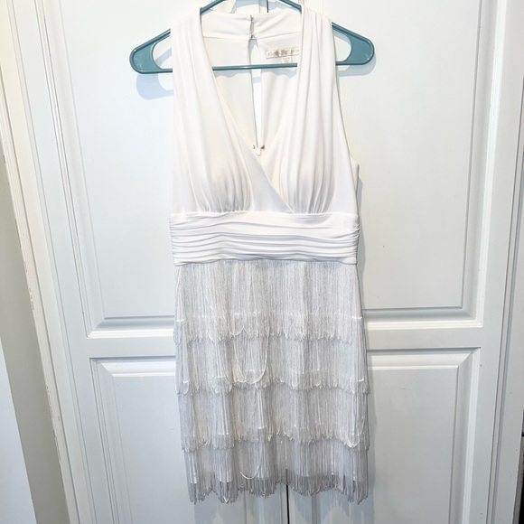 Boston Proper Flirty Fringe Mini Dress Pure White Sz 10 - Picture 2 of 7